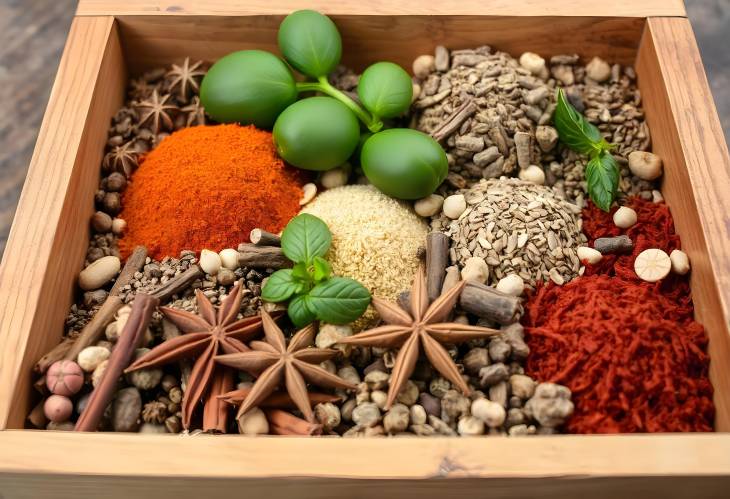 Flavorful Spice Box An Array of Culinary Essentials